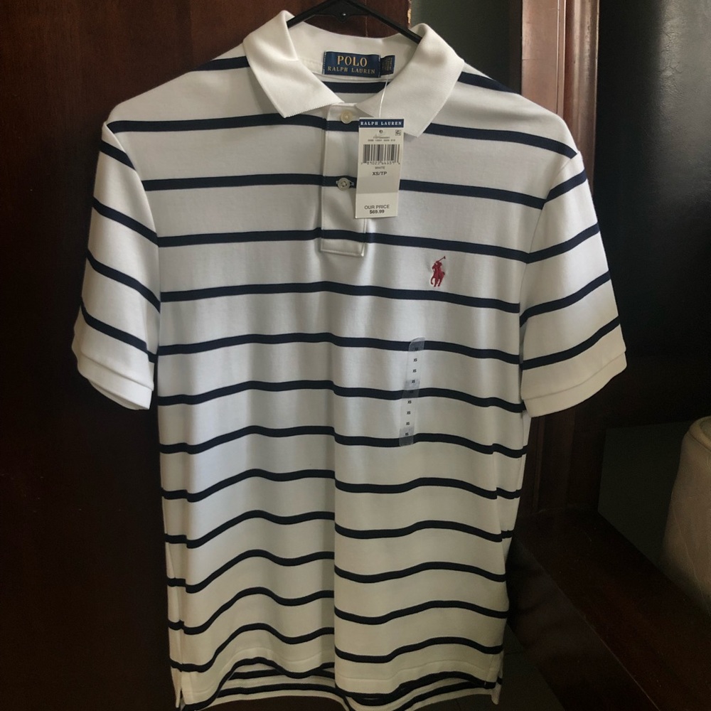 Polo Ralph Lauren White and Dark Blue Polo